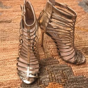 Steve Madden gold strap heels